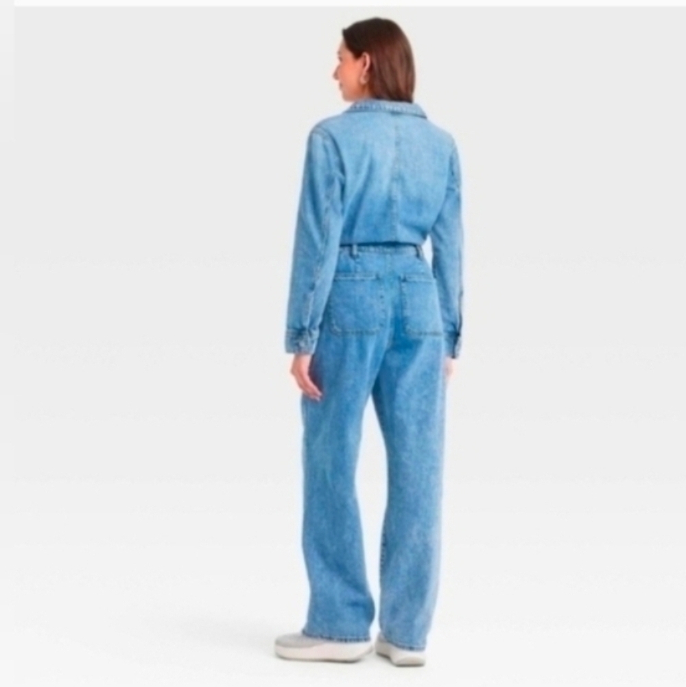 Universal Thread Women's Long Sleeve Utility Baggy Denim Jumpsuit - Picture 4 of 8